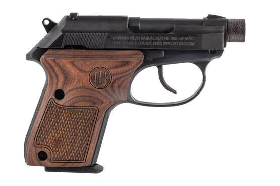 Beretta 3032 Tomcat Covert .32 ACP pistol with Threaded barrel 7 Round 2.9" black features a dark walnut grip